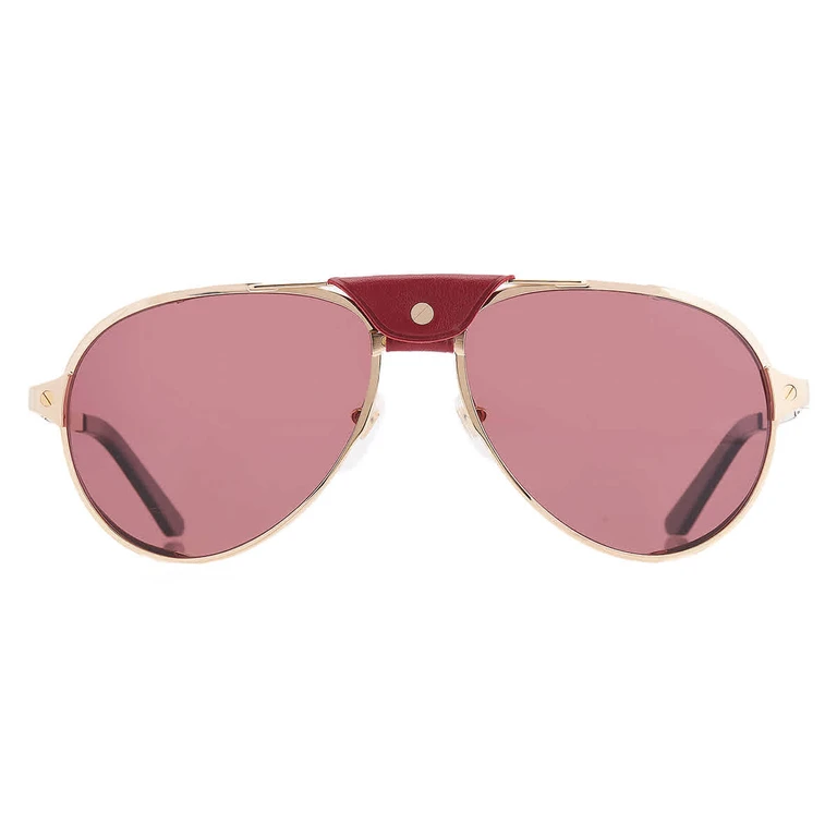 Santos de Cartier Polarized Burgundy Pilot Mens Sunglasses CT0296S 006 61
