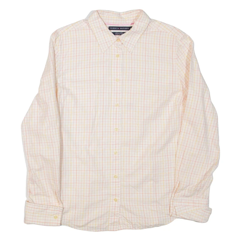 TOMMY HILFIGER Womens Shirt White Check Long Sleeve XL