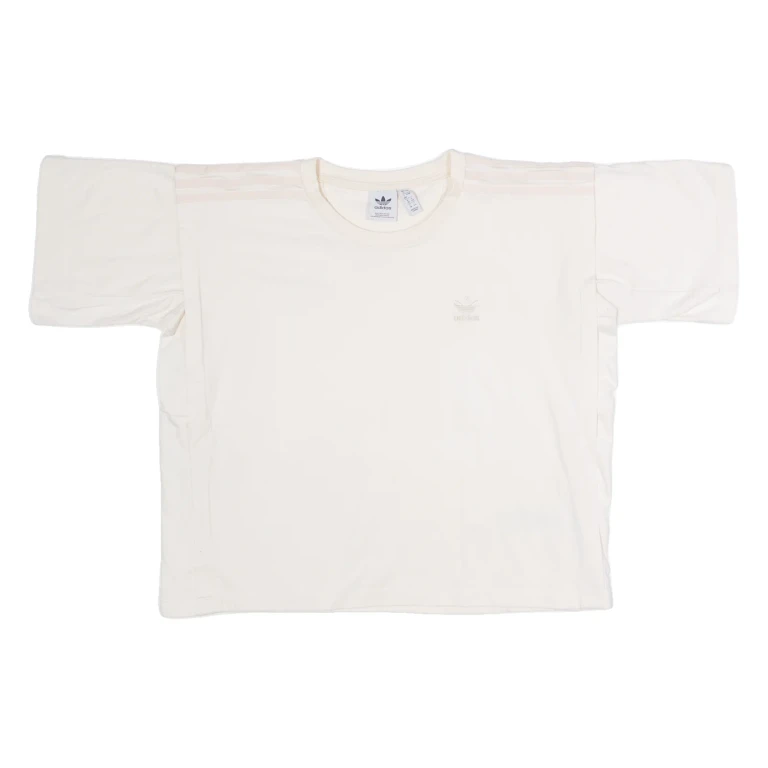 ADIDAS Womens T-Shirt Beige UK 12