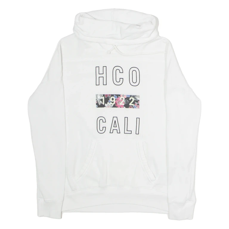 HOLLISTER Womens Sweatshirt White Roll Neck S
