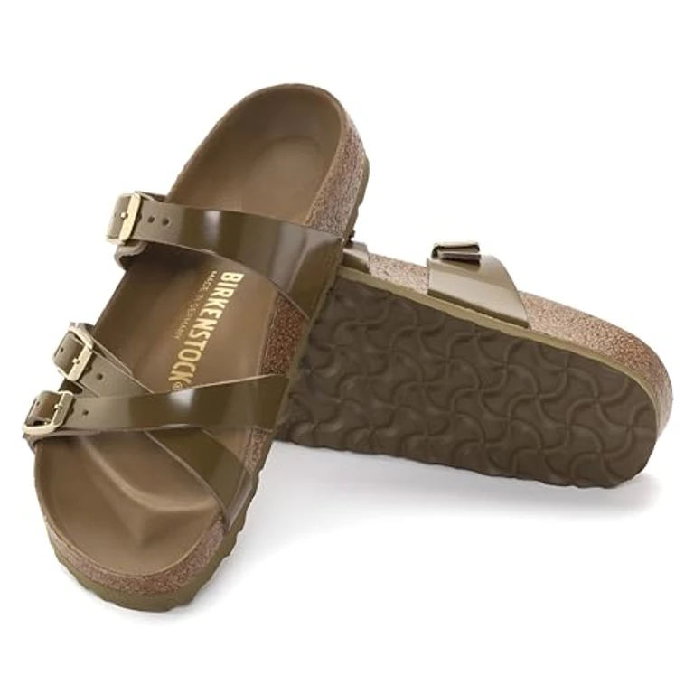 Unisex Franca Natural Leather Patent High Shiny Mud Green