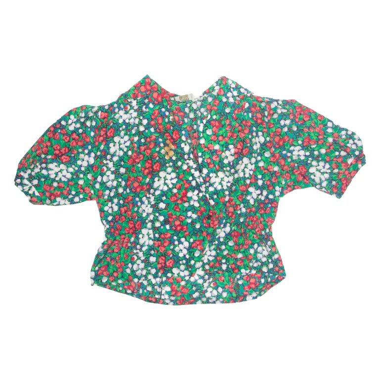 Womens Printed Blouse Green Floral 2XL