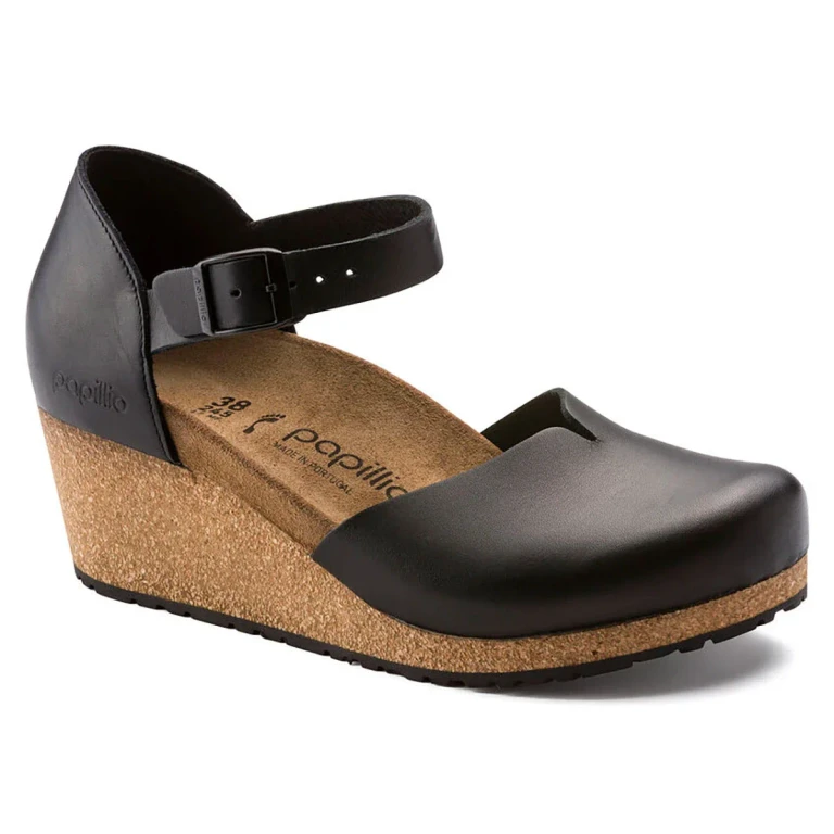Women's Lana Natural Leather Black Sandals