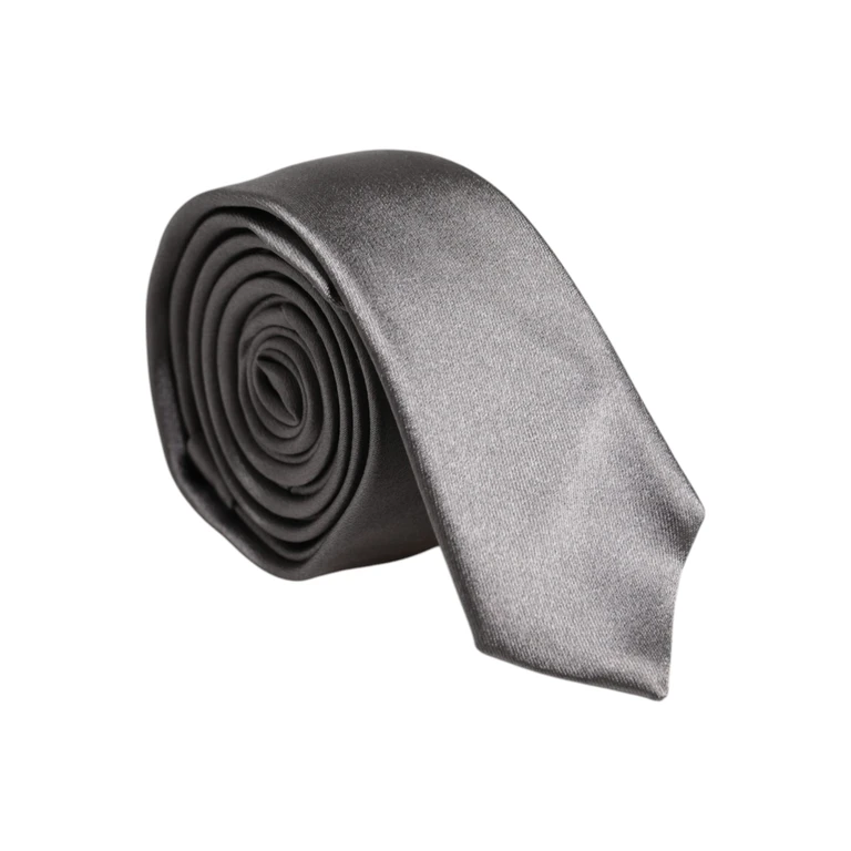 Dolce & Gabbana Metallic Silver Silk Adjustable Necktie Tie - Men
