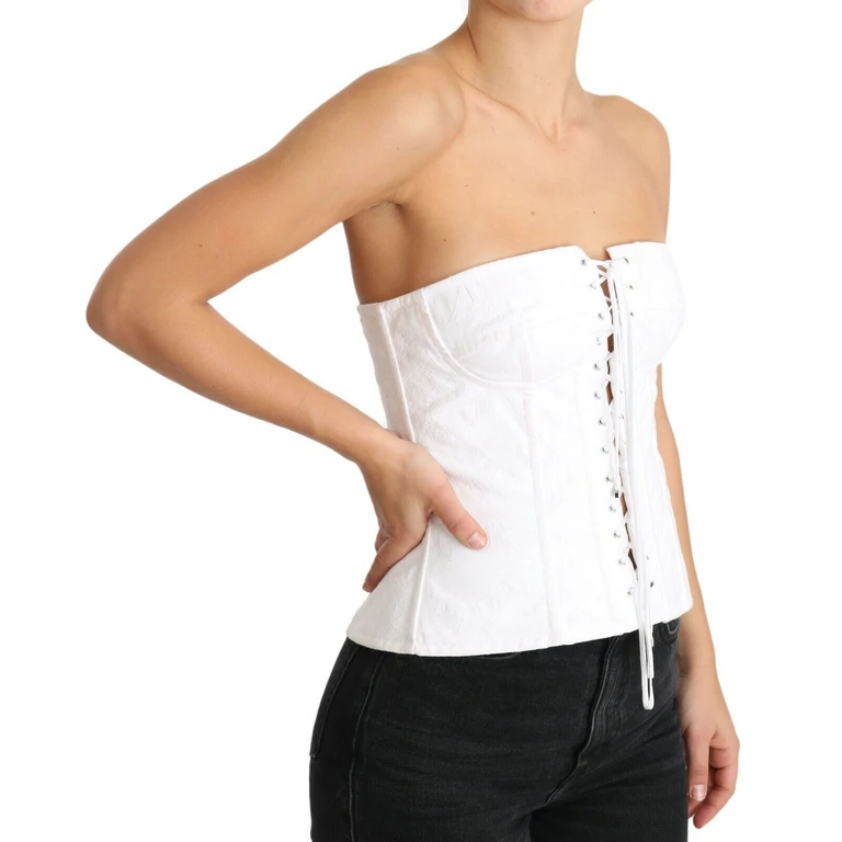 Dolce & Gabbana White Palermo Bustier Cotton Top Corset Elastane - Women