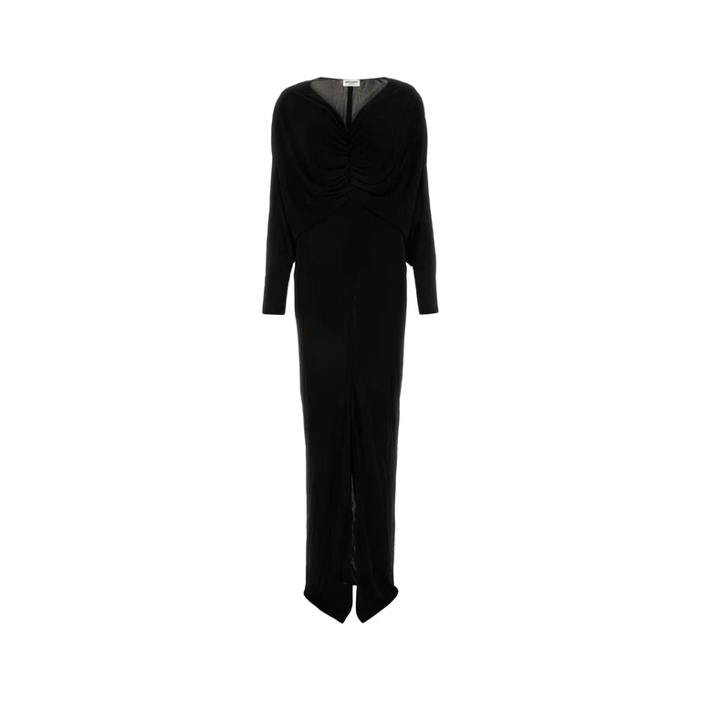 Saint Laurent Black Viscose Long Dress Noir Exterior: Abiti Lunghi - Women