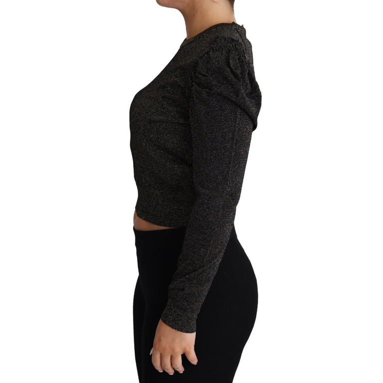 Dolce & Gabbana Black Gold Cropped Women Pullover Sweater Rayon Polyester Clothing - Women