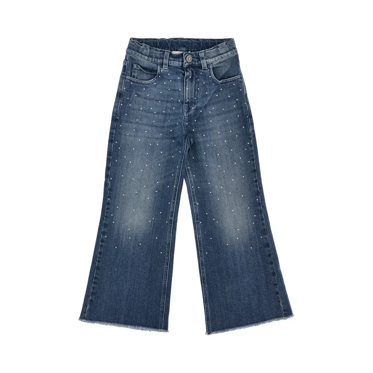 GOLDEN GOOSE Cotton denim jeans with rhinestones Kids 6Y