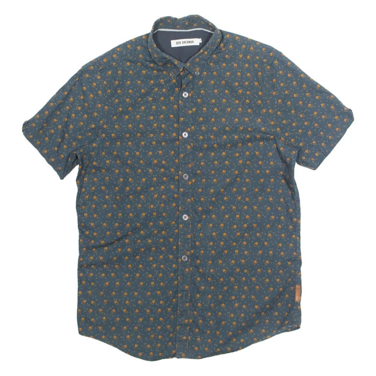 BEN SHERMAN Mens Shirt Green Floral XS