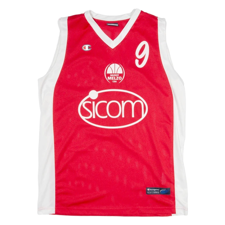 CHAMPION Basket Melzo Mens Jersey Red 90s V-Neck L