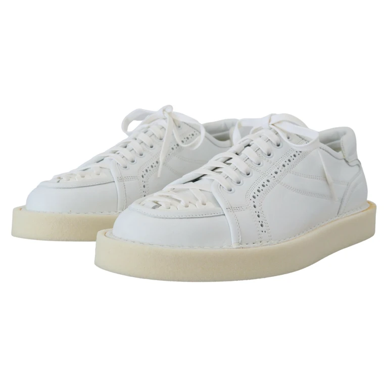 Dolce & Gabbana White Leather Low Top Oxford Sneakers Casual Shoes - Men