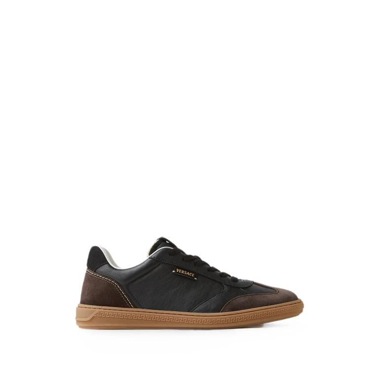 Versace Greca Court Nappa & Suede Sneakers