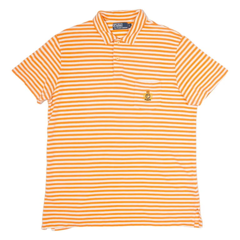 POLO RALPH LAUREN Mens Polo Shirt Orange Striped L