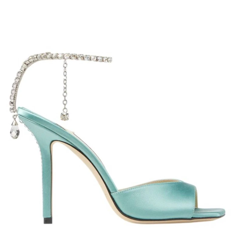 Saeda Crystal Embellished Satin Sandals