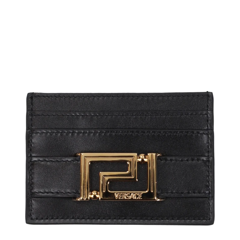 Versace Black Leather Cardholder Accessory - Women