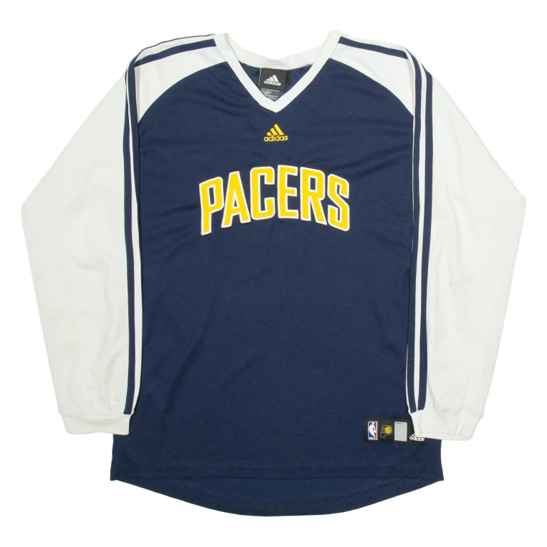 ADIDAS Pacers Mens Football Shirt Jersey Blue Long Sleeve USA V-Neck XL