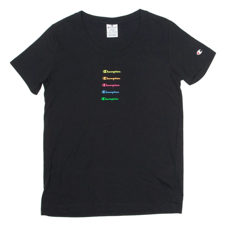 CHAMPION Womens T-Shirt Black L