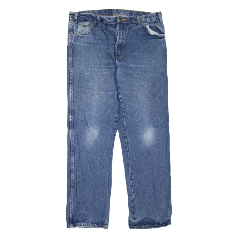 DICKIES Workwear Mens Jeans Blue Regular Straight Stone Wash W38 L32