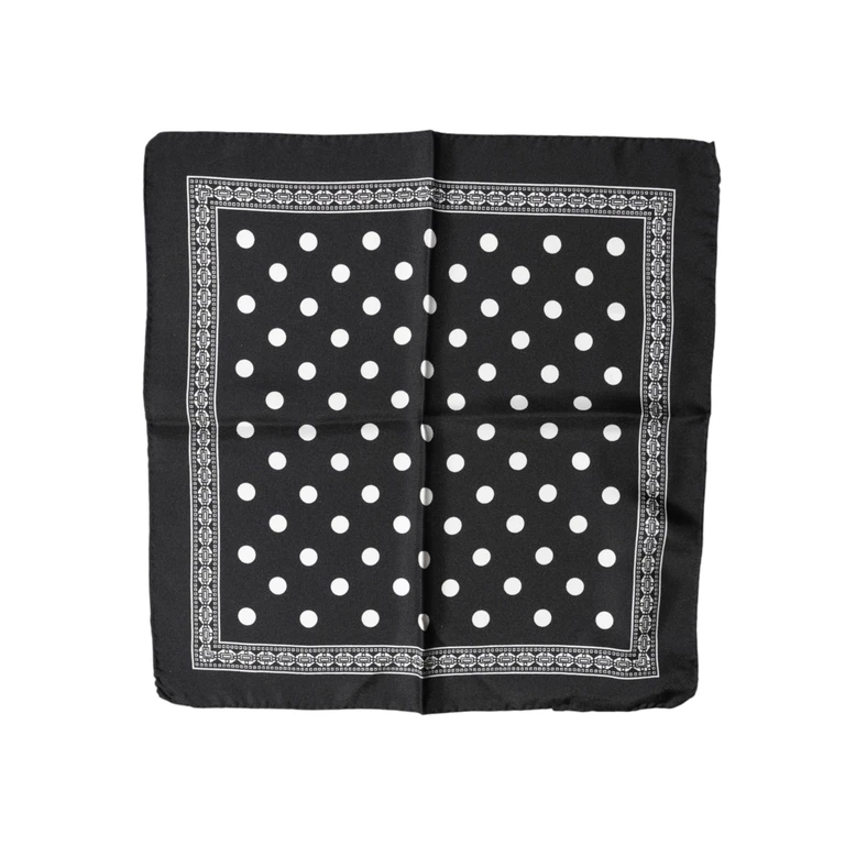 Black Polka Dot Square Handkerchief Scarf - Men