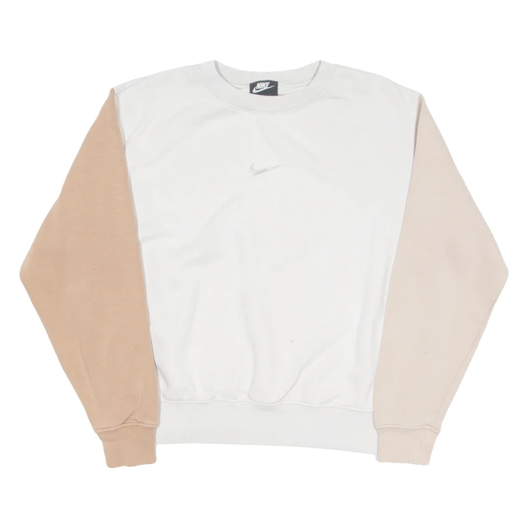 NIKE Womens Sweatshirt Beige Crew Neck S