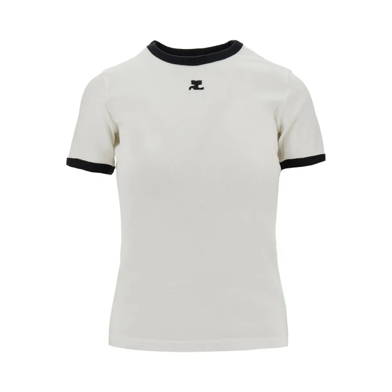 T-shirt Courrèges in cotone con profili a contrasto Donna XS