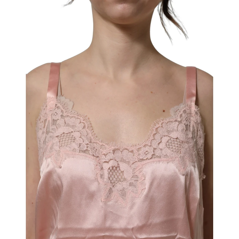 Dolce & Gabbana Light Pink Floral Lace Lingerie Underwear Top Cotton Elastane Nylon Silk - Women