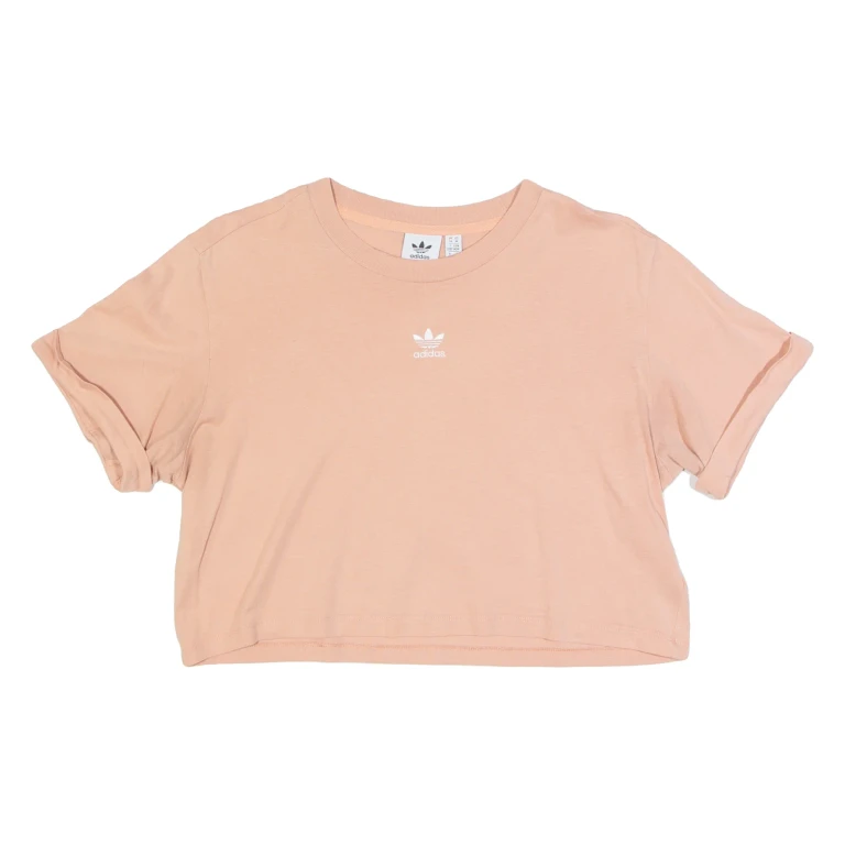 ADIDAS Cropped Womens T-Shirt Pink UK 14