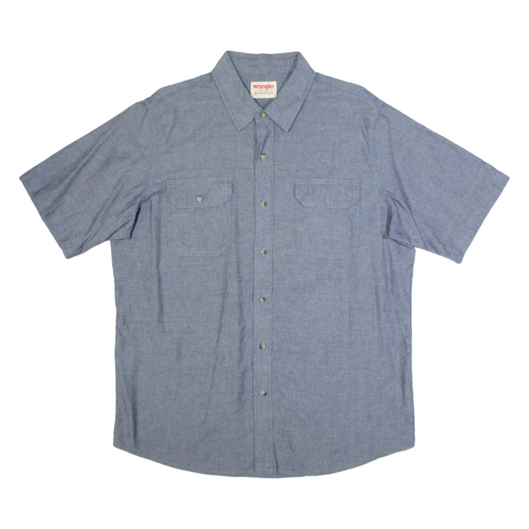 WRANGLER Mens Plain Shirt Blue L
