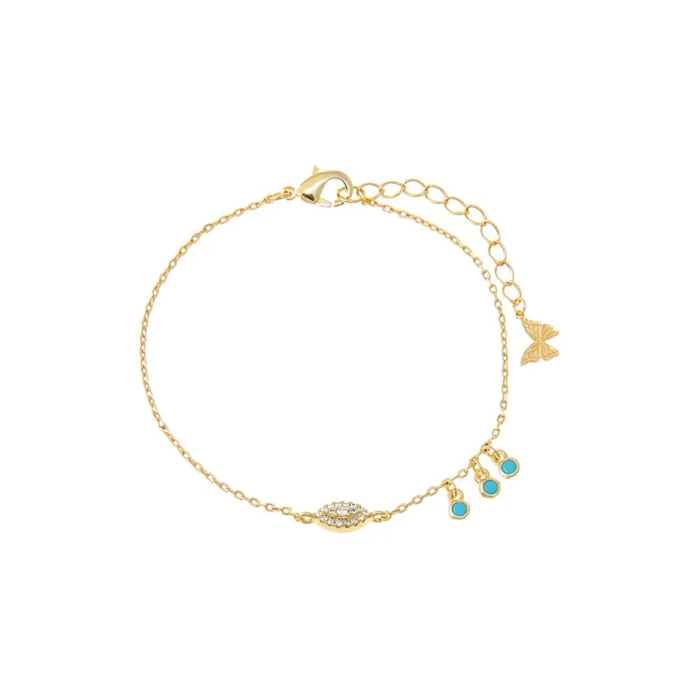 Evil Eye X Dangling Turquoise Bezel Bracelet