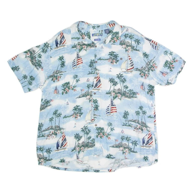 CAMPIA USA Mens Shirt Blue Crazy Pattern 2XL