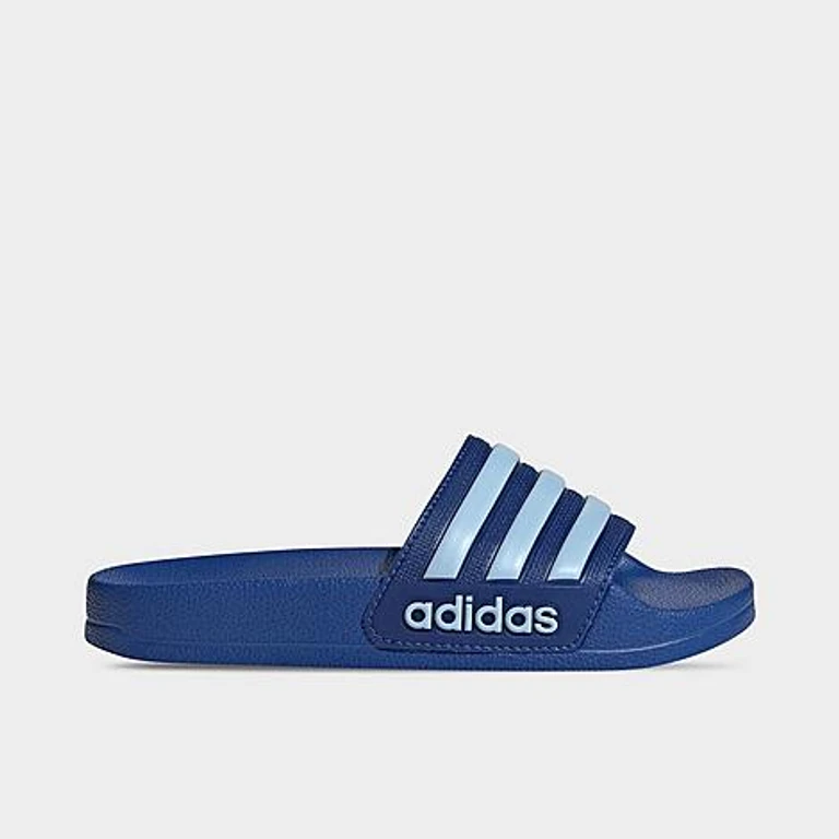 Little Kids and Big Kids adilette Shower Slide Sandals in Team Royal Blue/Glow Blue/Team Royal Blue Size: 4.0