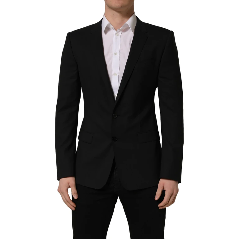 Dolce & Gabbana Black Wool Single Breasted Blazer Jacket Virgin Elastane Clothing - Men