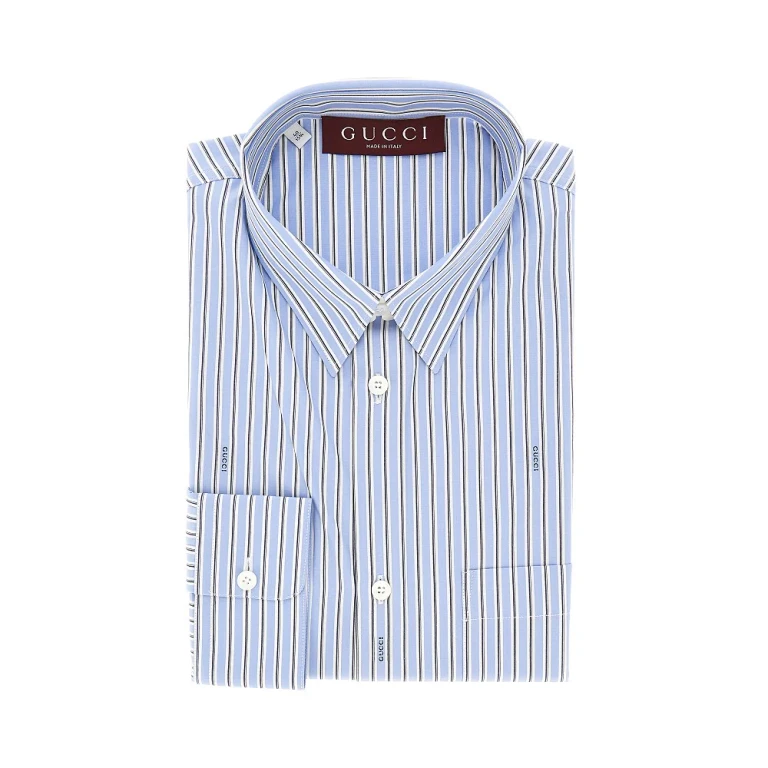 GUCCI Striped cotton poplin shirt Man 15++