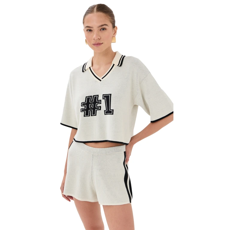 State & Lake V Neck Varsity Jersey Burgundy/White S