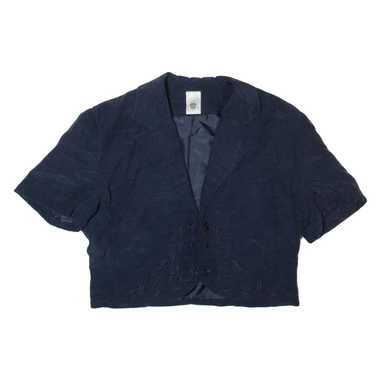 NEW FAST Cropped Womens Blazer Jacket Blue 90s M