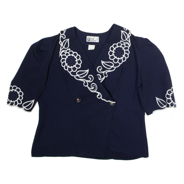 DELIRE Womens Blazer Jacket Blue Floral UK 18