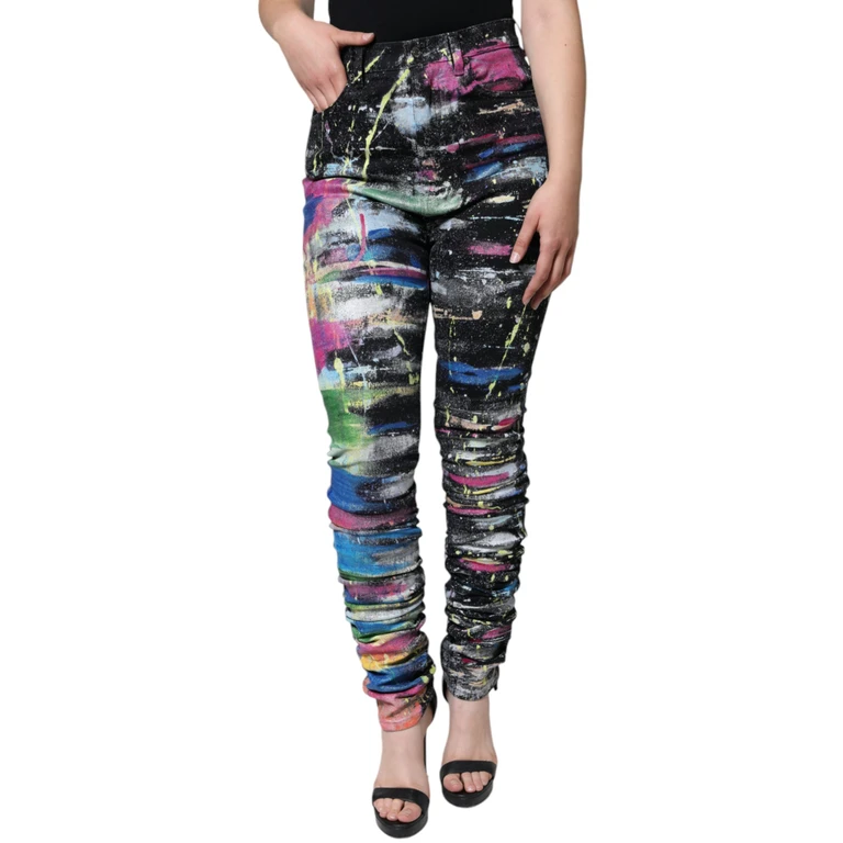 Dolce & Gabbana Multicolor Splatter Paint Cotton Skinny Denim Jeans Elastane Clothing - Women