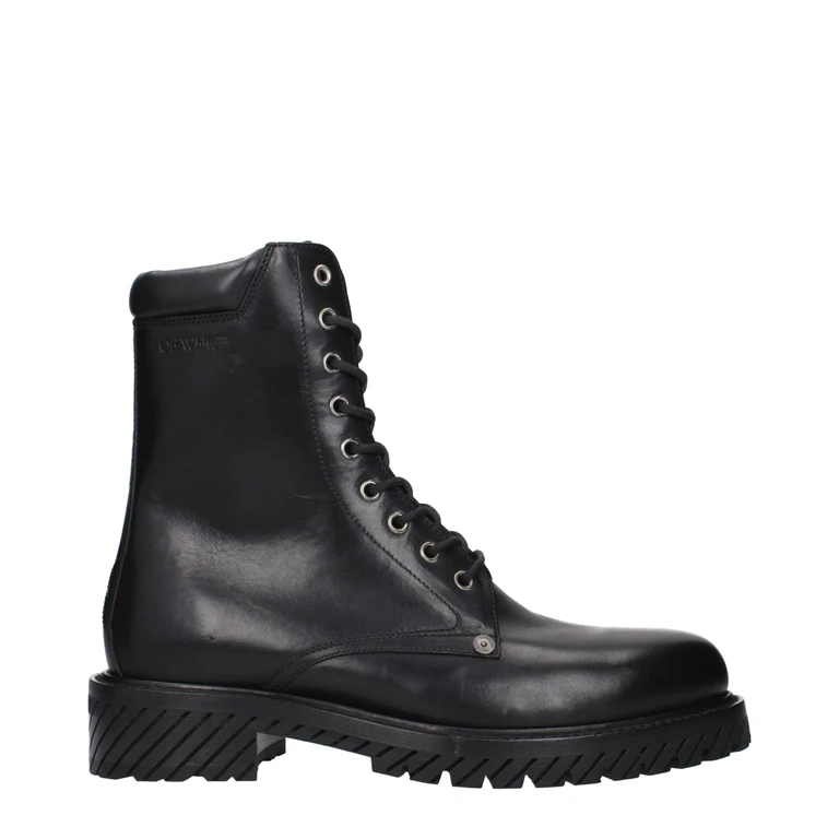 Off-White Black Leather Ankle Boots - Men