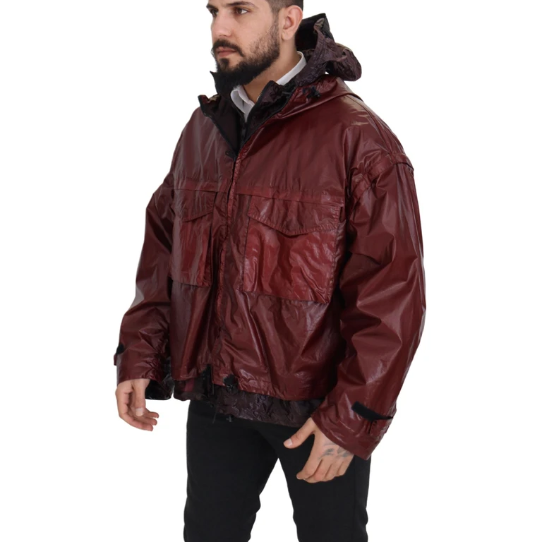 Bordeaux Cotton Hooded Full Zip Jacket Clothing - Men