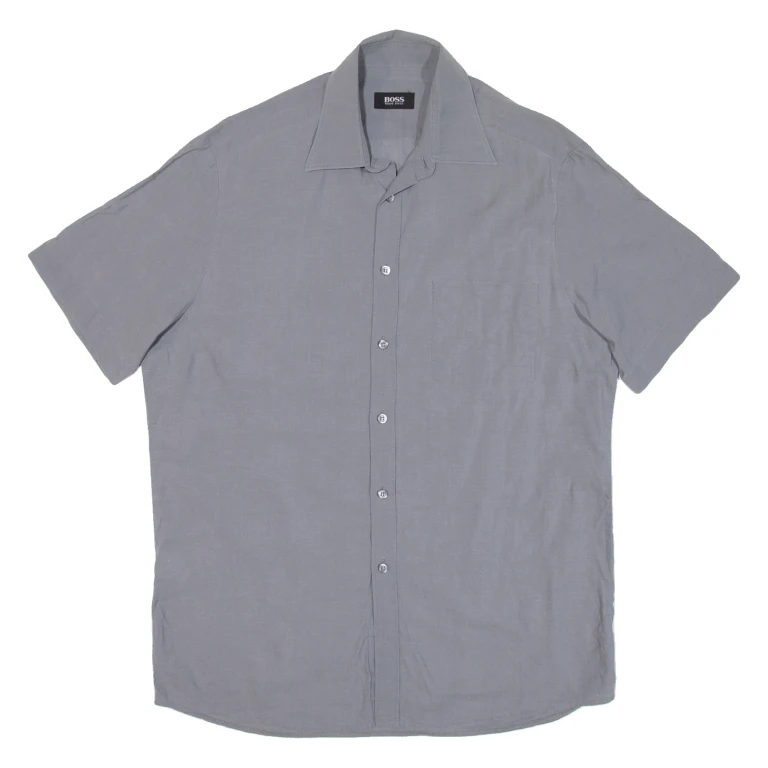 BOSS HUGO BOSS Mens Plain Shirt Grey L
