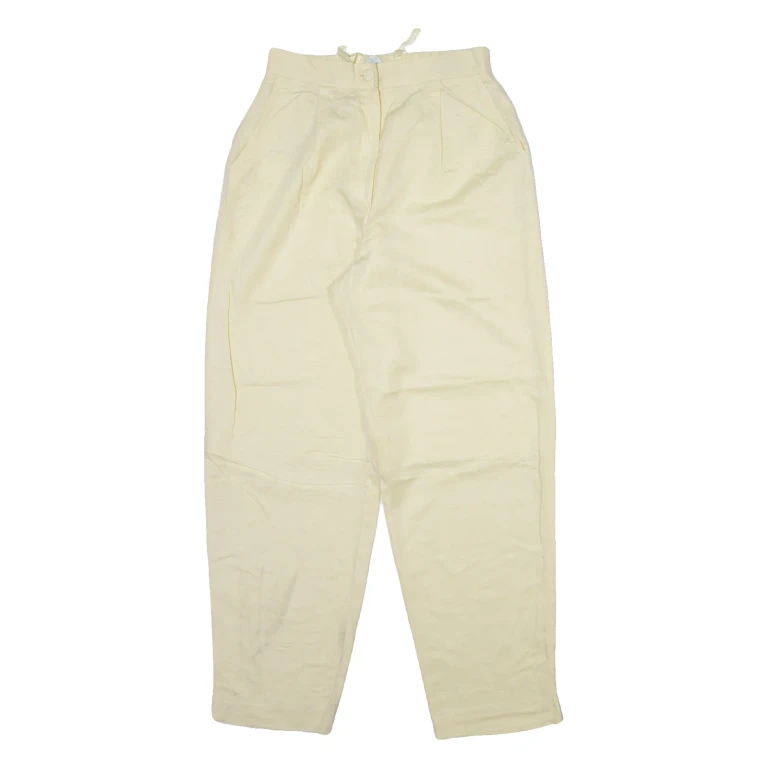 SERGIO DI LAURENTI Womens Trousers Yellow Relaxed Tapered Linen W26 L28