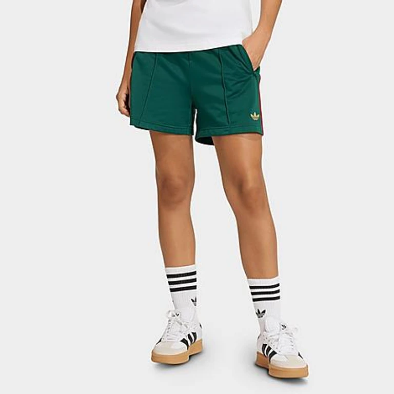 adidas Women's Originals Firebird Classic Shorts in Team Dark Green/Bold Green/White Size: XXS