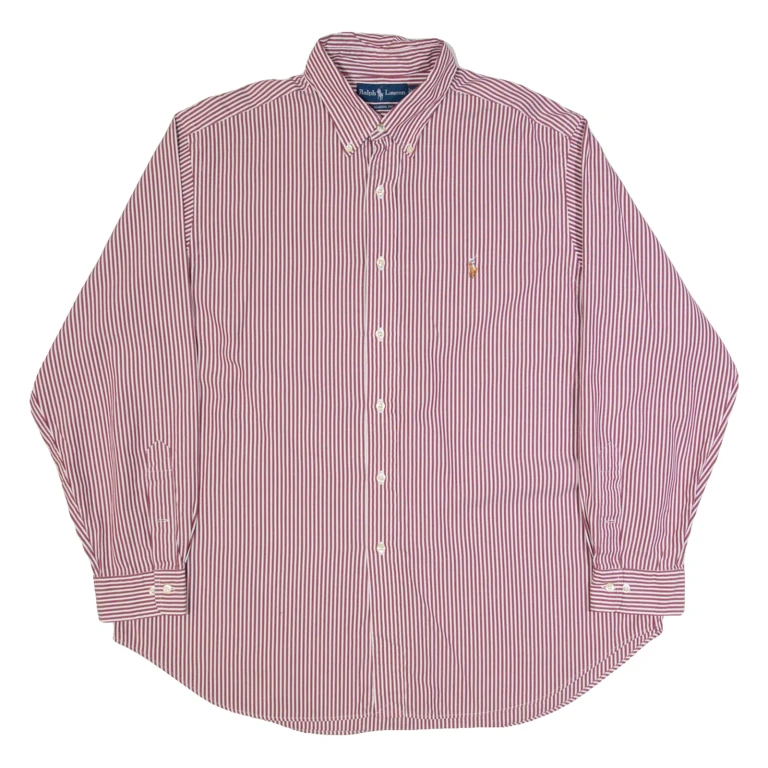 RALPH LAUREN Mens Shirt Brown Striped Long Sleeve XL
