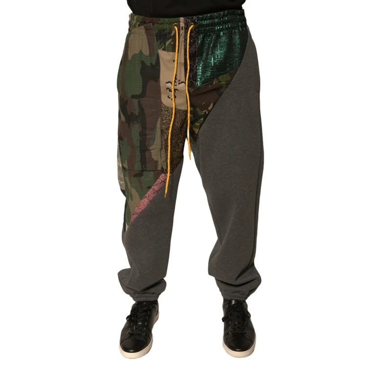 Dolce & Gabbana Multicolor Patchwork Cotton Jogger Sweatpants Pants - Men