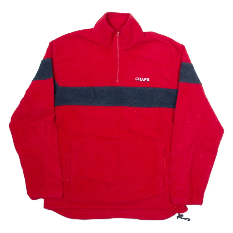 CHAPS Mens Fleece Red 1/4 Zip Tight Knit M