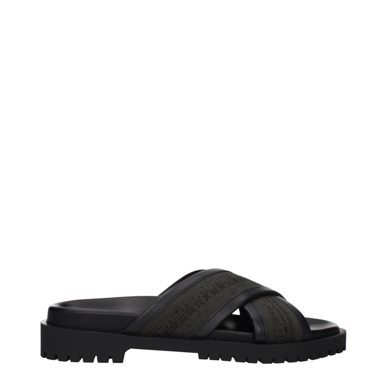 Off-White Green Fabric Flat Sandals - Men