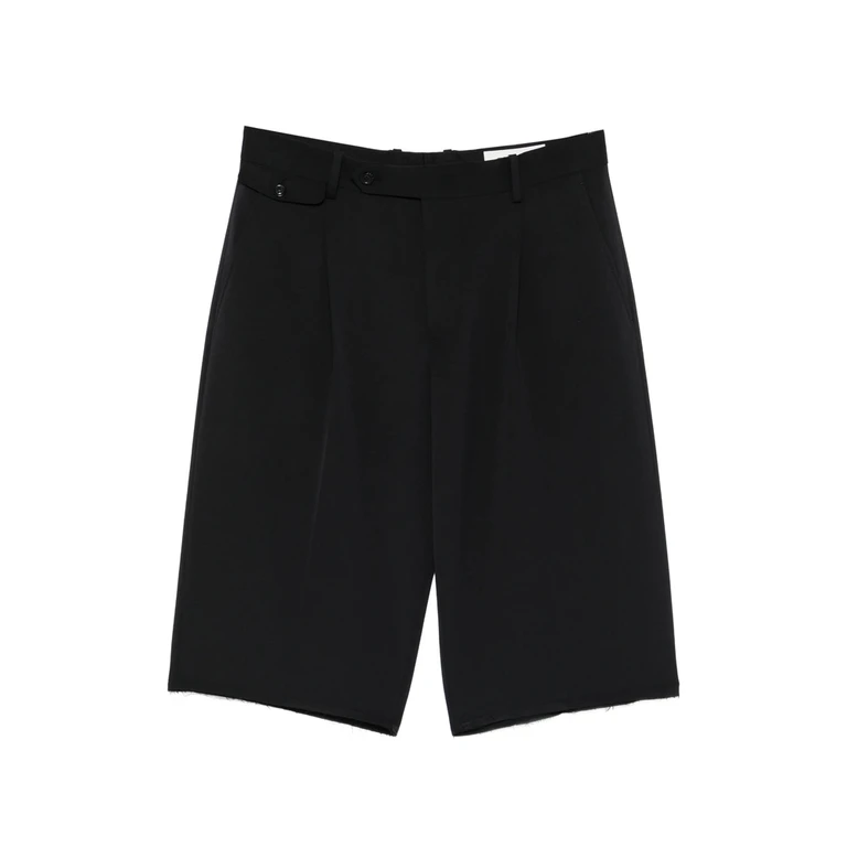 Pleated Frayed Tailored Shorts