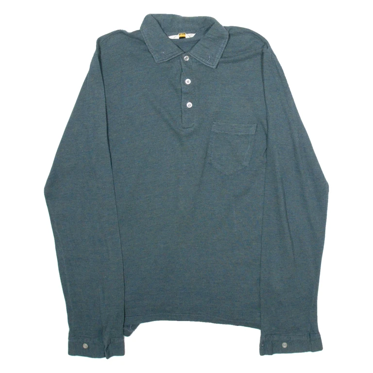 CAMPUS Mens Polo Shirt Green Long Sleeve M