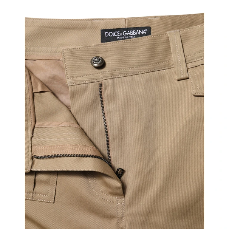 Dolce & Gabbana Beige Mid Waist Cargo Tapered Pants Cotton Elastane - Women