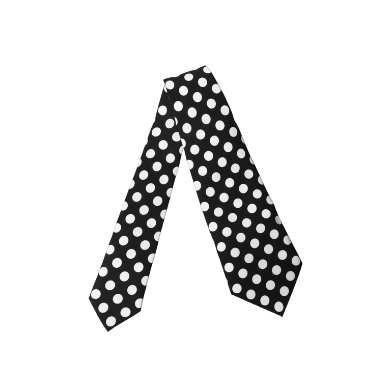Dolce & Gabbana Black White Polka Dot Silk Adjustable Women Necktie Tie - Women
